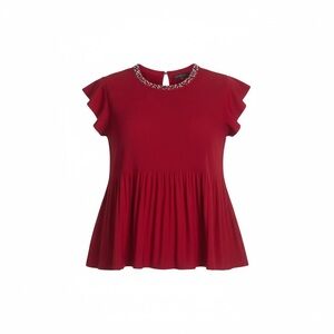 Adrianna Papell Beaded Neckline Blouse Red Women’s Size XL